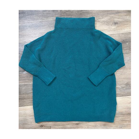 Free People Sweaters - Free People Oversized Turtleneck Sweater Ribbed Knit Teal Small